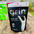 GRIN Molar Flosspyx, Floss Picks, 75 Count, Dental Flossers, Minty Flavor, Recycled Plastic, Great for Reaching Back Teeth, Slide Easily Between