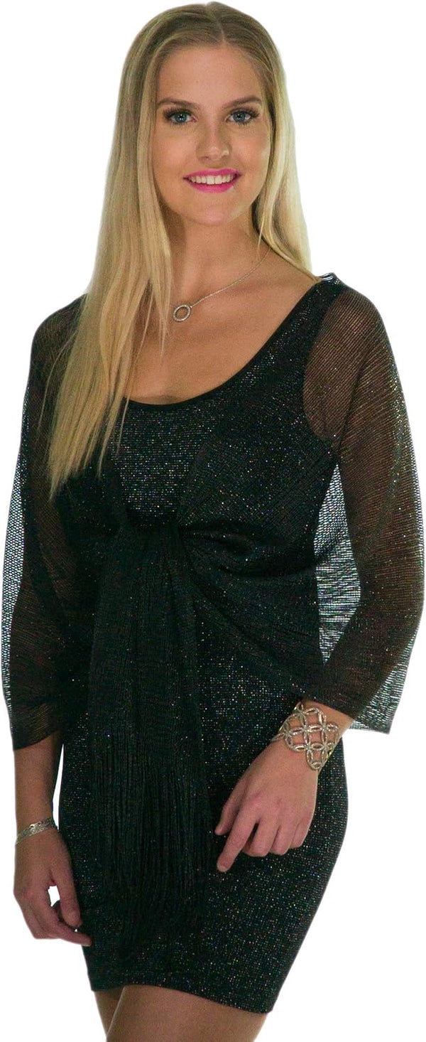 ShineGlitz Shawls and Wraps for Evening Dresses, Metallic Glitter Shawls for Women, Sparkling Wedding Giving Shawl Gift Black 1