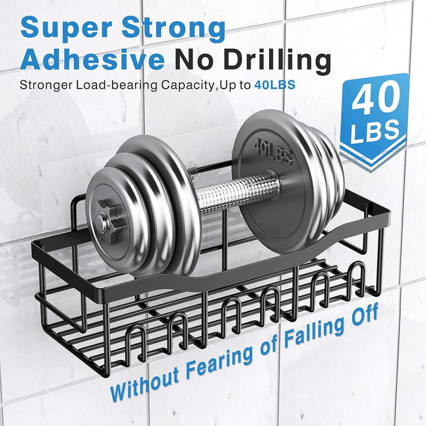 EUDELE Adhesive Shower Caddy, 5 Pack Rustproof Stainless Steel Bath Organizers With Large Capacity, No Drilling Shelves for Bathroom Storage &