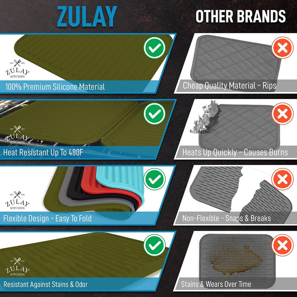 Zulay 2-Pack 9"x12" Silicone Trivets for Hot Pots & Pans – Heat-Resistant, Non-Slip Trivet Mats – Durable, Flexible, Multi-Purpose Hot Pads for