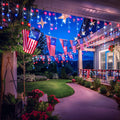 JMEXSUSS Icicle Lights for 4th of July Decor, 400 LED Red White and Blue | 38.8 Ft Icicle Lights for Outside, Independence Day Icicle String Light