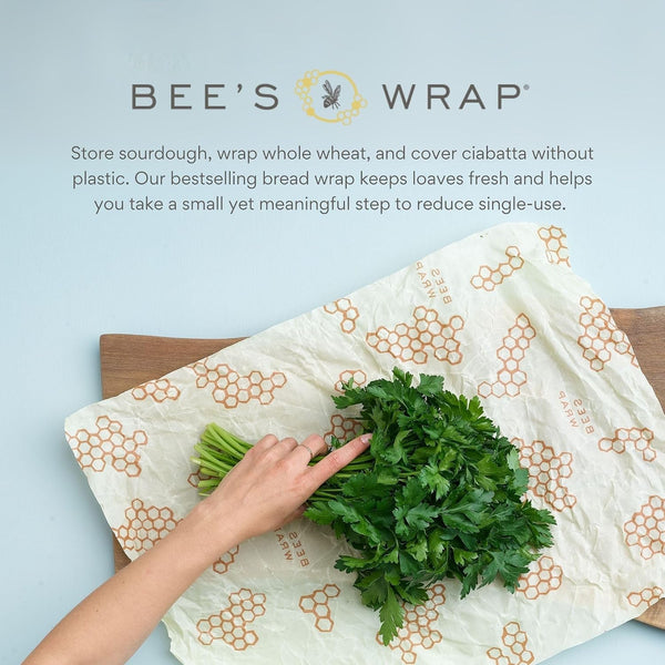 Bee's Wrap Vegan Beeswax Wraps for Bread - Beeswax Bread Wrap for Sourdough & Bread Storage - Made in USA Reusable Natural Food Wrap - Meadow