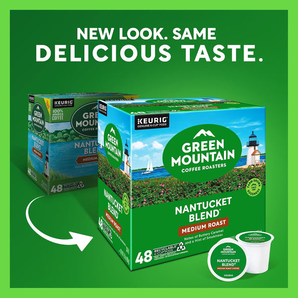 Green Mountain Coffee Roasters Nantucket Blend, Single-Serve Keurig K-Cup Pods, Medium Roast Coffee Pods, 48 Count Nantucket Blend 48 Count (Pack