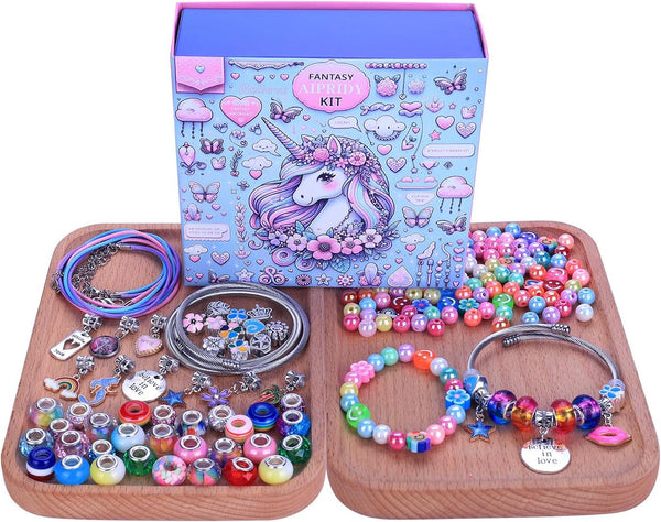 AIPRIDY 208 Pieces Charm Bracelet Making Kit,Unicorn Mermaid Crafts Gifts Set Can Inspires Imagination and Creativity,Jewelry Making Kit Perfect