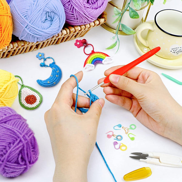 103 PCS Crochet Kit with Crochet Hooks Yarn Set, Premium Bundle Includes 1650 Yards Acrylic Yarn Skeins Balls, Needles, Accessories, Bag, Ideal
