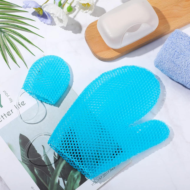 Karenhi 2 Pcs Honeycomb Exfoliating Glove Set Exfoliating Bath Mitt Honeycomb Face and Body Scrubber Shower Mitt for Cle