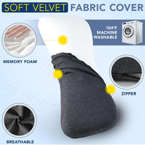 Hapiclody Lumbar Support Pillow for Sleeping Memory Foam Lumbar Pillow for Lower Back Pain Relief Back Support Pillow for Side,Back and Stomach