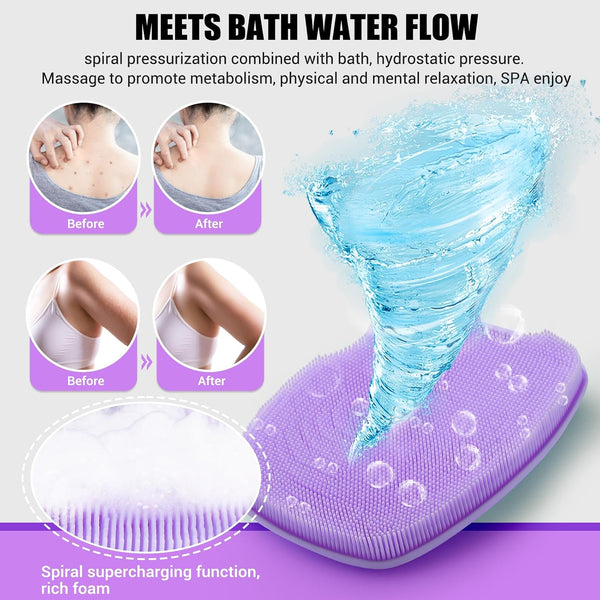 Canroom Zinc Infused Silicone Body Scrubber, Quick-Dry Bath Brush Purple