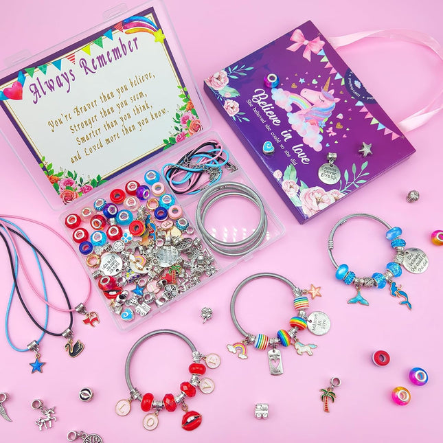 Charm Bracelet/Jewelry Making Kits for Kids Girls,Unicorn Birthday Gifts,Arts Cr