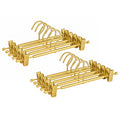 Amber Home 10 Pack Matte Gold Aluminum Pants Hangers, 12.2” Extra Smooth Metal Skirt Hangers with 2 Adjustable Non-Slip Clips, Light & Sturdy