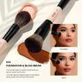 Jessup Face Makeup Brushes 3pcs Double Ended Makeup Brush Set for Foundation Contour Blush Highlight and Powder, Premium Synthetic Make up Brushes