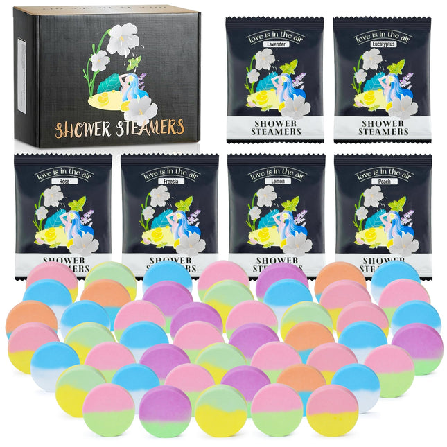 48Pcs Aromatherapy Shower Steamers - Relaxation Birthday Christmas Set for Women and Men, Shower Bombs Tablets for Stres