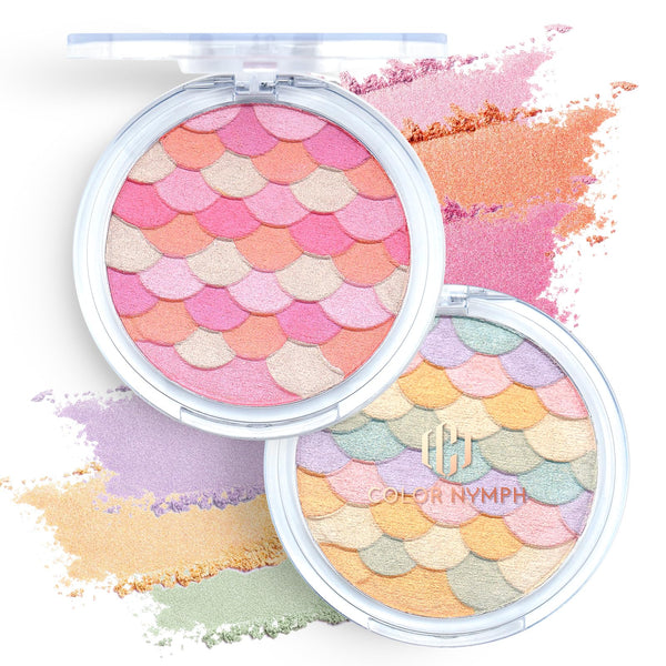 Color Nymph Multi-Colored Blush Highlighter Makeup Palettes | Highly Pigmented Soft Shimmer Powder | Vegan & Cruelty Free, Travel-Friendly Design