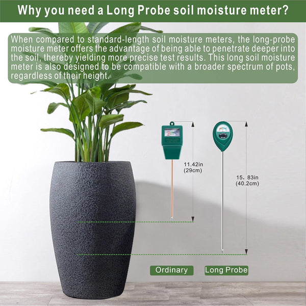 XLUX 2 Pack Long Probe Plant Soil Moisture Meter, Battery-Free 1 40CM-2 Pack