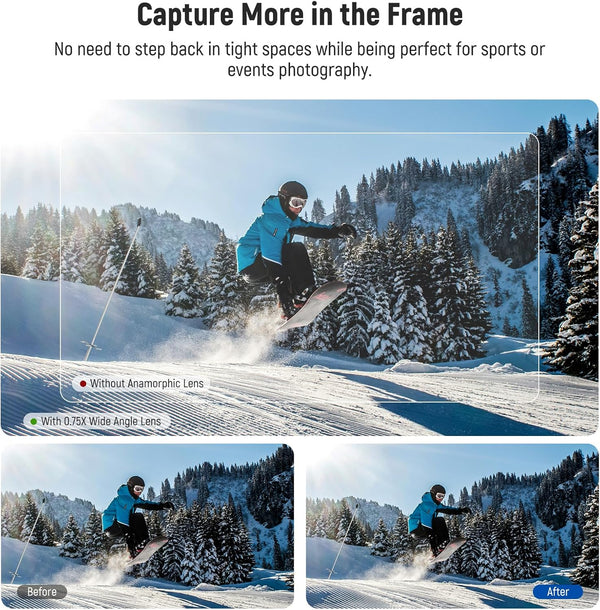 NEEWER 0.75X Wide Angle Lens Compatible with DJI OSMO Pocket 3 Creator Combo Accessories, Expanded FOV of 108ÃÂ°, Magnetic Coated Aspherical Action