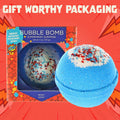 Superhero Bath Bombs for Kids & Boys with Surprise Hero Toys inside (1 Pack) - Large Bubble Bomb for Boys & Girls - Fruity Scent, Relaxing, Gift