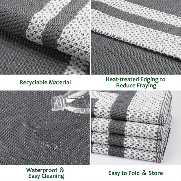 HappyTrends,Outdoor Rug,Patio Rug,Reversible Portable Outdoor Plastic Straw Rug,Camping Rugs for Outside RV,Large Waterproof Area Rugs for