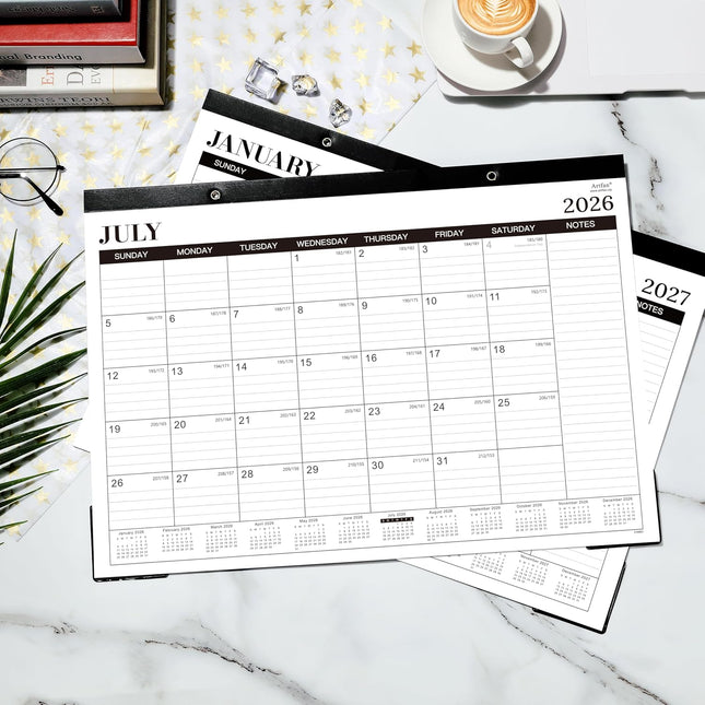 2026-2027 Desk Calendar, Jul.2026 - Dec.2027, 16.8" x 12" | Thick Paper, Desk Calendar 2026-2027/Wall Calendar 2-in-1 with Corner Protectors,