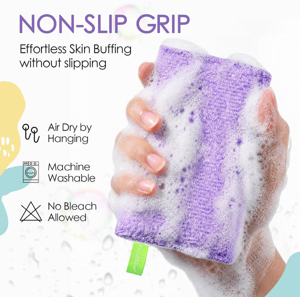 Evridwear Exfoliating Body Scrubber 3 Pack | Exfoliating Bath Sponges for Shower, Body Scrub Exfoliator, Rough Loofah Pads for Men Women, Dead