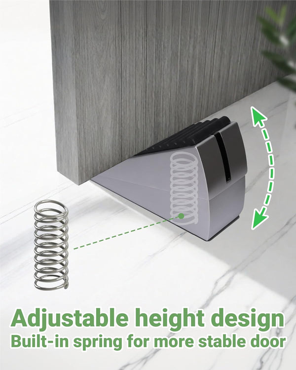 Large Door Stopper - Metal Door Wedge, Tall Door Stopper, Spring Rubber for Extra Strong Grip (Silver, 1 Pack) 1 Pack Silver
