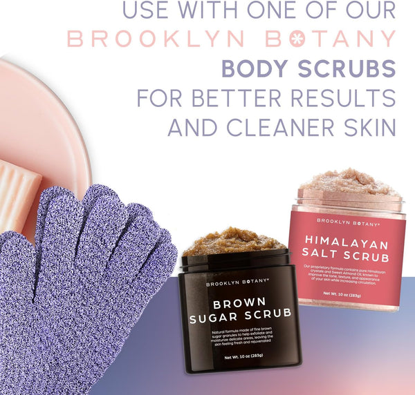 Brooklyn Botany Exfoliating Gloves for Bath and Shower Ã¢ÂÂ Heavy Duty Exfoliating Body Scrubber for Massage and Dead Skin Remover for Body