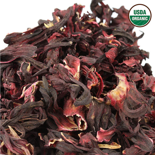 Hibiscus Tea 1LB (16Oz) 100% CERTIFIED Organic Hibiscus Flowers Herbal Tea (WHOLE PETALS), Caffeine Free in 1 lbs. Bulk Resealable BPA-free Bags