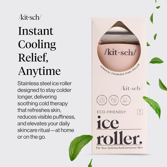 Kitsch Ice Roller for Face – Stainless Steel Ice Face Roller to Reduce Puffiness, Redness & Headaches – Cooling Facial R