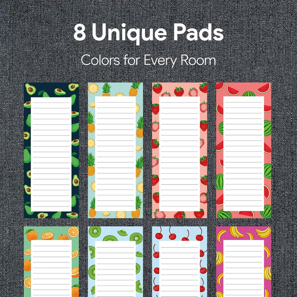 8 Large Magnetic Notepads – Big Notepads for Grocery List, Shopping List, To-Do List, Reminders -Strong Magnetic Back- Memo Pads with Realistic