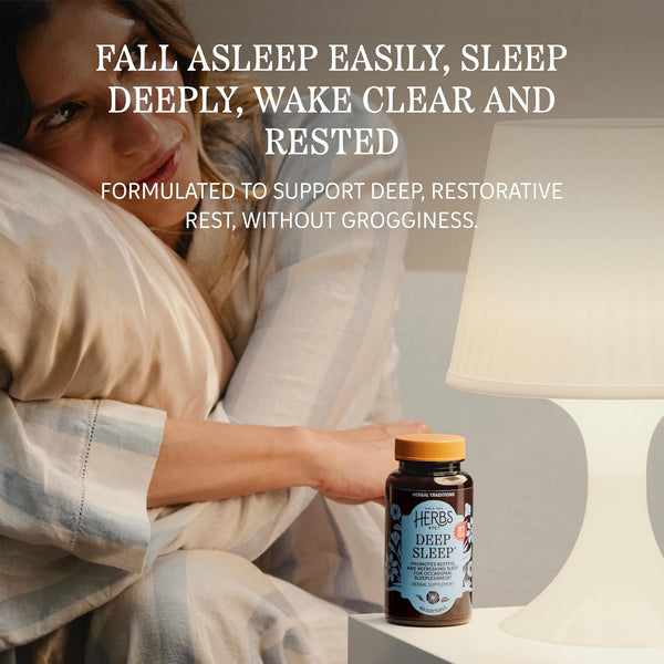 Herbs Etc. Deep Sleep Softgels - Holistic Rest Supplement for Restful Sleep - Chamomile, Lemon Balm Extract & Passionflower - Melatonin-Free,