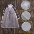 YunKo 50Pcs White Organza Bags 6X9 Inch Drawstring Mesh Party Favor Bag | 50pcs White 6x9inch Organza Bags, Drawstring Mesh Bags, Great for Gifts,