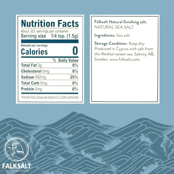 Falksalt - Natural Sea Salt Flakes, Light & Crunchy Gourmet Sea Salt Flakes for Cooking, Baking, & Finishing (8.8 oz) 8.8 Ounce (Pack of 1)