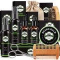 Beard Kit for Men Fathers Day Dad Gifts with Beard Wash, Beard Conditioner, Beard Oil, Beard Balm, Brush, Comb, Scissors, Storage Bag, Gifts for