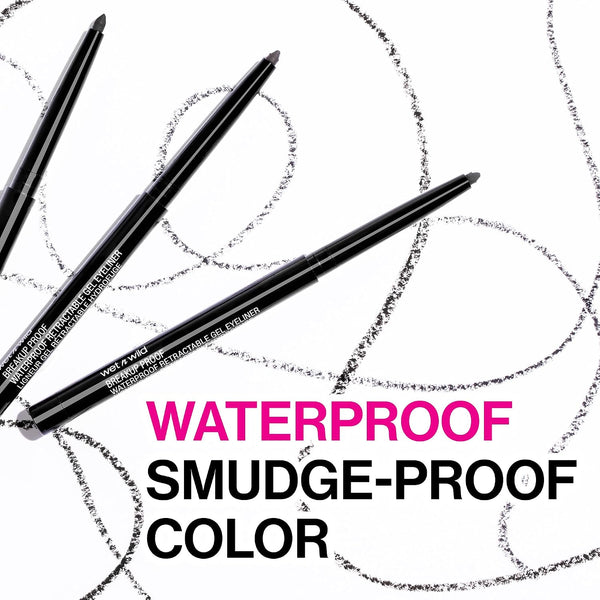 Wet N Wild Mega Last Breakup Proof Retractable Eyeliner - Ultra-Fine Brush, Waterproof,16-Hour Long-Lasting Wear - Cruelty-Free & Vegan - Black