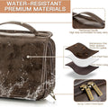Elviros Hanging Toiletry Bag Removable Travel Bag PU leather Makeup Cosmetic Organizer Kit, Coffee | Removable Travel Organizer Bag for Cosmetics,