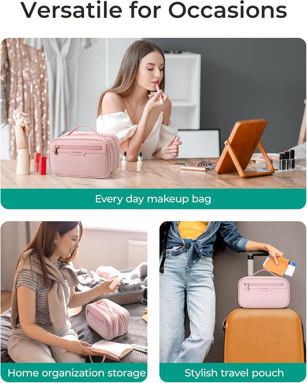 BAGSMART Travel Makeup Bag, Make up Bag with Multiple Compartments for Organizer, Compact & Durable Cosmetic Organizer for Women for Travel