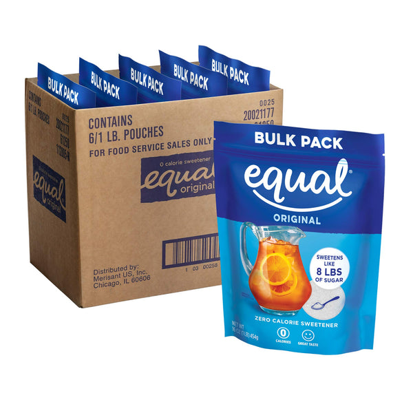 EQUAL 0 Calorie Sweetener, Powdered Aspartame and Acesulfame-K Sweetener, Zero Calorie Sugar Alternative, Erythritol Free, 1 Pound Bulk Bag (Pack