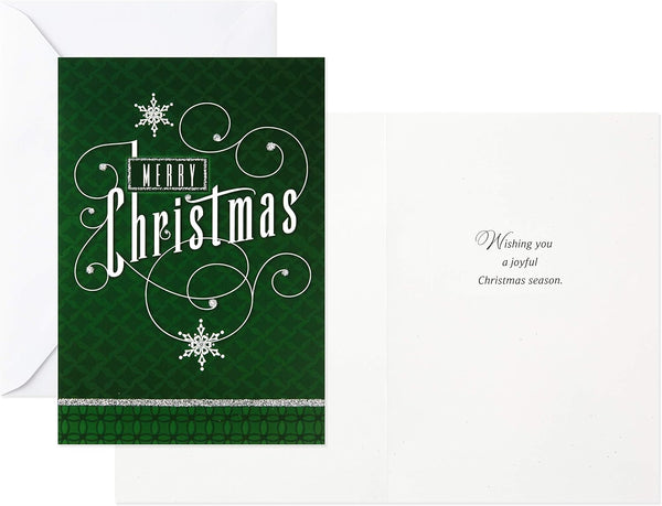 Hallmark Image Arts Christmas Boxed Cards Assortment, Elegant Lettering (4 Designs, 24 Cards with Envelopes) Red and Green Elegant Lettering
