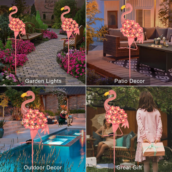 Homeimpro Garden Solar Lights Flamingo Yard Decor Gifts for Women Outdoor Decorations Stake Lights, Waterproof Warm White 27 LED for Lawn,Patio,
