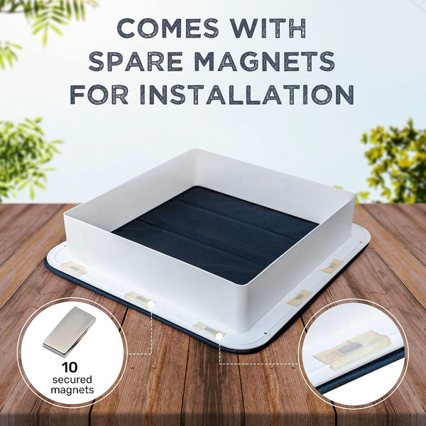 Living in a Bubble Magnetic Insulated Roof Vent Sun Cover for Maxxair Fan, Fantastic Fan, RV Fan Vent Cover, 16.5" X 16.5" - White
