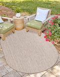 Unique Loom Outdoor Solid Collection Area Rug (5' 3" X 8' Oval Beige/Ivory)