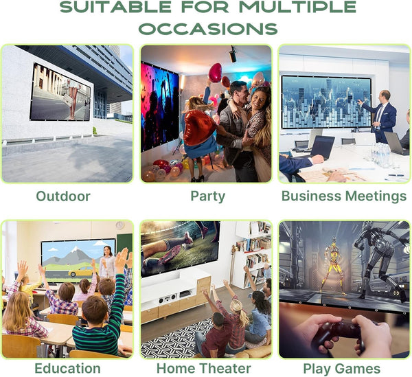 AAJK Outdoor Projector Screen 150 inch, Washable Projector Screen 16:9 Foldable Anti-Crease Portable Projector Movies Screen for Home Theater