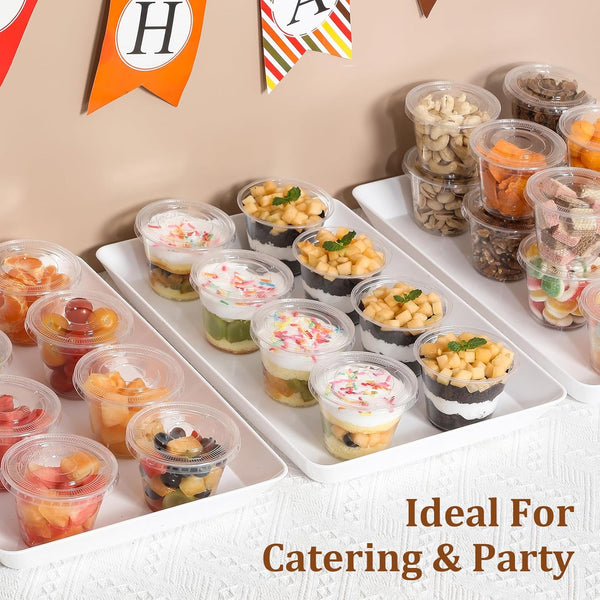 AOZITA [50 Sets, 9 oz Clear Plastic Cups With Flat Lids No Hole, Disposable Cups With Lids for Ice Cream, Pudding, Cake, Snacks Smoothie,