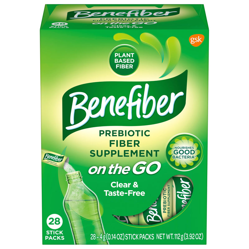 Benefiber On the Go Prebiotic GLP-1 Friendly Fiber Supplement Powder for Digestive Health, Daily Fiber, Unflavored - 28 Sticks (3.92 Ounces) 28