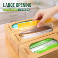 Reclosable Poly Bag Organizer for Kitchen Drawer, 5-Slot | Bamboo, 5 Independent Boxes, Slide Cutter, Magnetic Lid, Space-Saving Drawer Organizer