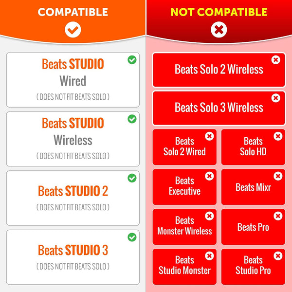 WC PadZ Studio 2 & 3 - Ear Pads for Beats Studio 2, 3 Wired & Wireless Black