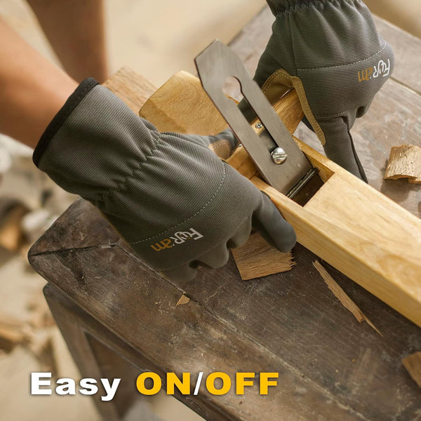 FOUR-AM Work Gloves Men&Women Breathable & High Dexterity TouchScreen Performance Multi-Purpose Light Duty Olive Green S