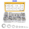 304 Stainless Steel Flat Washers Set 580 Pieces, 9 Sizes - M2 M2.5 M3 M4 M5 M6 M8 M10 M12