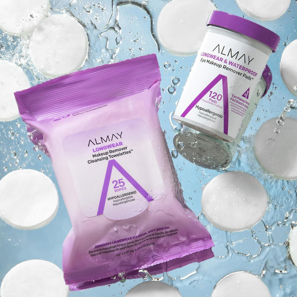 Almay Biodegradable Makeup Remover Pads, Longwear & Waterproof, Hypoallergenic, Fragrance-Free, Dermatologist & Ophthalmologist Tested, 120 Count