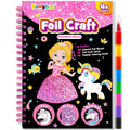 FUNNYB&G Foil Art Craft Kit for Girls 4-10 Years Old: Mess-Free & No-Glue, Create 16 Sparkly Princess Unicorn Pictures – Perfect Travel Toy &