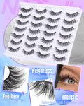 Newcally Lashes False Eyelashes Cat Eyes Wispy Natural Faux Mink Lashes 14 Pairs Pack Light Volume Short Fake Eye Lashes Multipack
